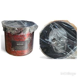 Bath & Body Works Vampire Blood w/ Skull Glass Top 3-Wick Candle